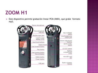    Este dispositivo permite grabación linear PCM (WAV), que grabe formato
    mp3.
 