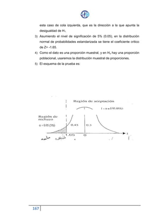 167
Grados de libertad: el termino libertad se refiere a libertad para variar y
recoger datos de la muestra. Analicemos la fórmula para la desviación
estándar corregida
𝑠 = √
∑( 𝑋𝑖 − 𝜇)2
𝑛 − 1
Para calcular la desviación estándar es necesario estimar la media
poblacional û mediante x= u, es decir se eta estimando un parámetro
poblacional por lo tanto por grados de libertad serán n-1. Al querer calcular la
desviación estándar ha disminuido en uno la libertad de escoger los datos,
por haber estimado un parámetro, la media poblacional.
En la prueba de student de diferencia de medidas, se estimaran dos medias
poblacionales de cada una de las dos poblaciones de las cuales se toman
los datos, para calcular las dos medias. Los grados de libertad serán n1+n2-
2 donde n1 es el tamaño de la muestra 1, tomada de la población 1 y n2 es
el tamaño de la muestra tomada de la población 2.
Los grados de libertad están representados por la siguiente formula
Gl=n-k
N: numero de observaciones independientes
K: numero de parámetros estimados
Distribución de Student
Cuando:
i) el tamaño de la muestra es pequeño y este es menor que 30
ii) la población de donde se obtienen los datos está distribuida normalmente
iii) se desconoce la desviación estándar de la población entonces haremos
uso de la distribución de Student
La distribución de Student está representada por el estadístico t:
𝑡 =
𝑥̂ − 𝑢
𝑠
√ 𝑛−1
 