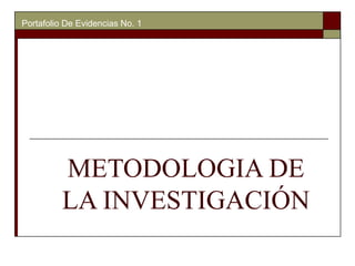 METODOLOGIA DE
LA INVESTIGACIÓN
Portafolio De Evidencias No. 1
 