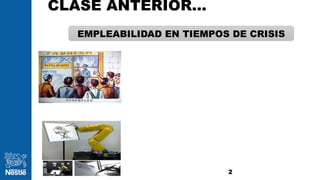 CLASE ANTERIOR…
2
EMPLEABILIDAD EN TIEMPOS DE CRISIS
 