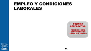 EMPLEO Y CONDICIONES
LABORALES
10
POLÍTICA
CORPORATIVA:
POLÍTICA SOBRE
CONDICIONES DE
TRABAJO Y EMPLEO
 