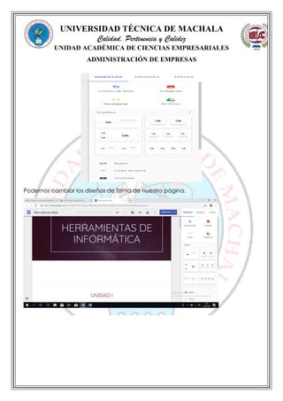 UNIVERSIDAD TÉCNICA DE MACHALA
Calidad, Pertinencia y Calidez
UNIDAD ACADÉMICA DE CIENCIAS EMPRESARIALES
ADMINISTRACIÓN DE EMPRESAS
Podemos cambiar los diseños de tema de nuestra página.
 