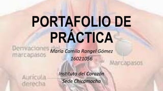 PORTAFOLIO DE
PRÁCTICA
María Camila Rangel Gómez
16021056
Instituto del Corazón
Sede Chicamocha
 