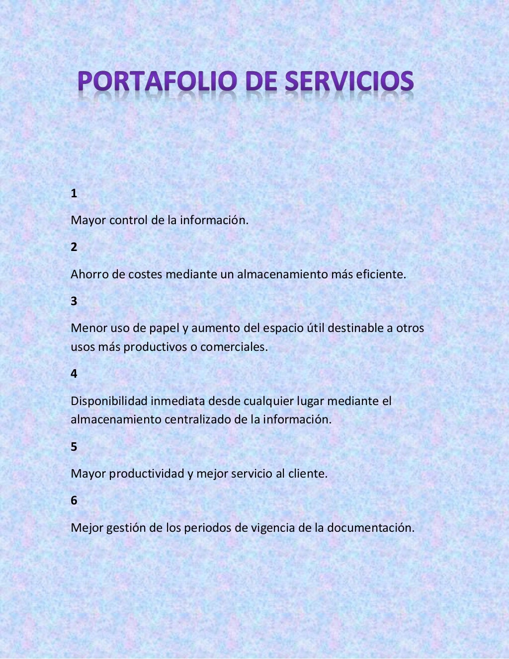 Portafolio de servicios