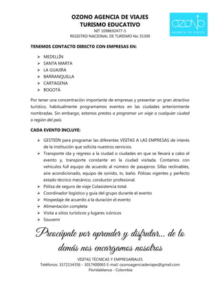 Portafolio de servicios ozono agencia de viajes | PDF