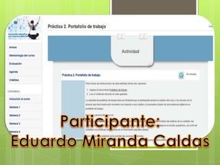 PORTAFOLIO
DE TRABAJO
Participante:
Eduardo Miranda Caldas
 