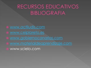  www.actiludis.com
 www.ceiploreto.es
 www.gobiernocanarias.com
 www.materialdeaprendizaje.com
 www.scielo.com
 