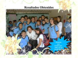Resultados Obtenidos 
Jóvenes 
que 
construyen 
valor por el 
vocabulario 
 