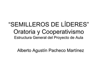 “SEMILLEROS DE LÍDERES” 
Oratoria y Cooperativismo 
Estructura General del Proyecto de Aula 
Alberto Agustín Pacheco Martínez 
 