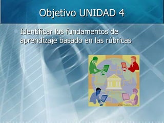 Objetivo UNIDAD 4  Identificar los fundamentos de aprendizaje basado en las rúbricas 