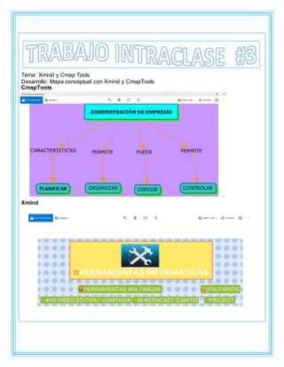 Tema: Xmind y Cmap Tools
Desarrollo: Mapa conceptual con Xmind y CmapTools
CmapTools
Xmind
 