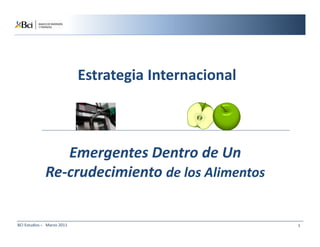 Estrategia Internacional
1BCI Estudios – Marzo 2011
Emergentes Dentro de Un
Re-crudecimiento de los Alimentos
 