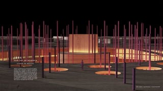 H A B I T A R E N M E M O R I A
/ 0 0 4
C I U D A D D E M É X I C O .
Habitar en Memoria es un proyecto de regene-
ración urbana enfocado a resolver problemas
actuales de la Ciudad de México enfocado a
movilidad post-COVID. El proyecto es una in-
tervención a nivel urbano y de movilidad que
busca impactar la forma en la que las per-
sonas habitan la zona de la Fuente de Belén,
creando alternativas para cada tipo de usua-
rio ayudando a controlar y dividir los flujos
peatonales y vehiculares creando tres veces
más espacio habitable que hoy en día.
3 D S M A X | A U T O C A D | P H O T O S H O P
 