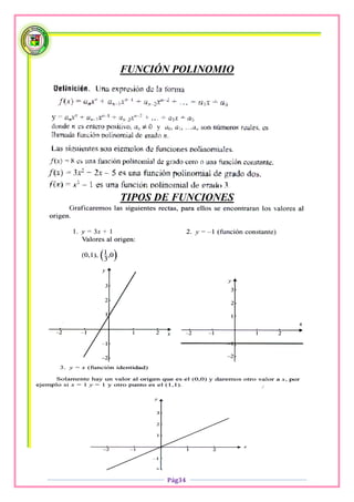 FUNCIÓN POLINOMIO




TIPOS DE FUNCIONES




       Pág34
 