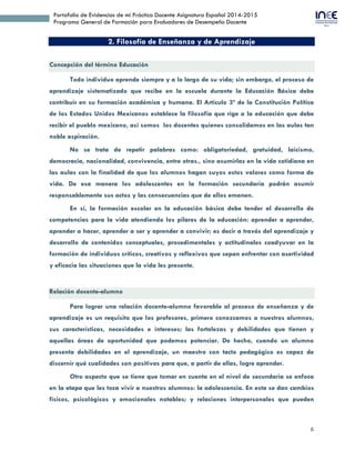 6
Portafolio de Evidencias de mi Práctica Docente Asignatura Español 2014-2015
Programa General de Formación para Evaluado...