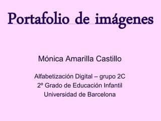 Portafolio de imágenes
     Mónica Amarilla Castillo

    Alfabetización Digital – grupo 2C
     2º Grado de Educación Infantil
        Universidad de Barcelona
 