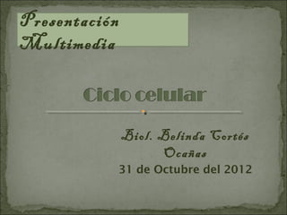 Presentación
Multimedia



               Biol. Belinda Cortés
                     Ocañas
               31 de Octubre del 2012
 
