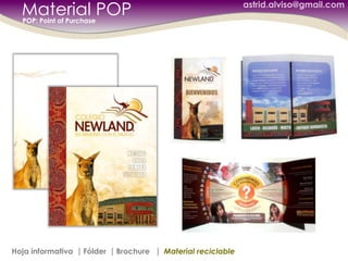Material POP POP: Point of Purchase Hoja informativa Fólder Brochure Material reciclable  