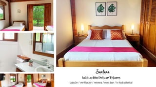 habitación Deluxe Tejares
balcón / ventilador / nevera / mini bar / tv led satelital
 