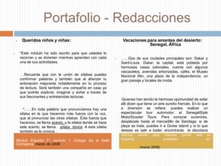    Portafolio - RedaccionesQueridos niños y niñas: