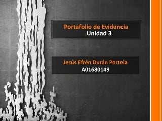 Portafolio de Evidencia
Unidad 3
Jesús Efrén Durán Portela
A01680149
 