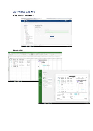 ACTIVIDAD CAE Nº 7
CAE FASE 1 PROYECT
Desarrollo:
 