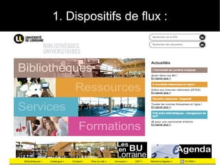 1. Dispositifs de flux : 
1er au 3 juillet 2013 BIBLIOQUEST EPISODE 2 120 
 