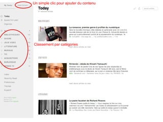 Un simple clic pour ajouter du contenu 
Classement par catégories 
 