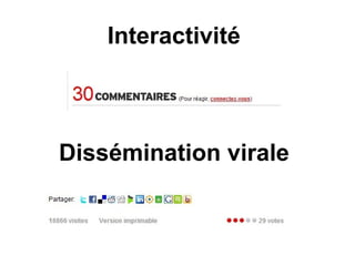 Interactivité 
Dissémination virale 
 