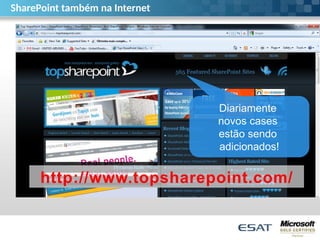 SharePoint também na Internet
http://www.topsharepoint.com/
Diariamente
novos cases
estão sendo
adicionados!
 