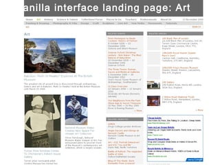 Vanilla interface landing page: Art 