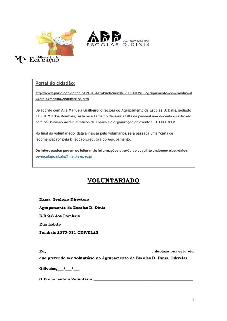 Portal Cidadao Ficha Voluntario