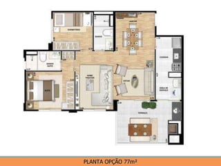 PLANTA OPÇÃO 77m² 