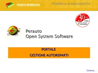 PIONIERA & AVANGUARDISTA




Perauto
Open System Software

       PORTALE
 GESTIONE AUTOREPARTI



                                 Continua …
 