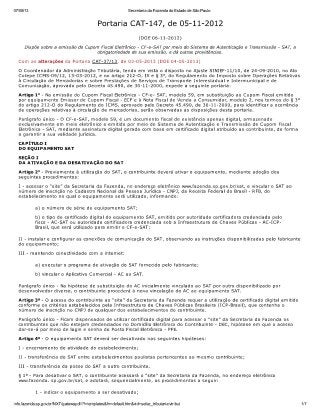 Portaria cat 147, de 05-11-2012 com alterações da portaria cat-37