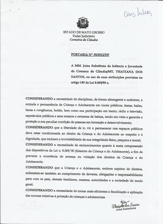Portaria Fórum da Comarca de Cláudia/MT 2012