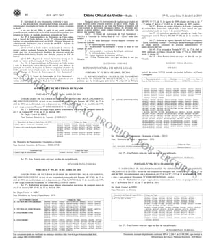 92                             ISSN 1677-7042                                                                                                                      1                                        Nº 72, sexta-feira, 16 de abril de 2010

         II - Individual, de área circunscrita, conforme o caso:                                                 Parágrafo único: Os instrumentos de regularização citados no                   MP/SPU N o 173, de 31 de agosto de 2009 e tendo em vista os §§ 1º
                                                                                                                                                                                                            -

         a uma área definida em poligonal fechada por pontos geor-                                      caput deverão conter cláusula expressa de que o corpo d'água, no                        e 2º, artigo 6º da Lei n° 11.483, de 31 de maio de 2007, resolve:
referenciados, respeitados os limites de tradição das posses existentes                                 período de cheia, das áreas de que trata esta Portaria, se mantém sob                             Art. 1º - Retirar em caráter definitivo do Fundo Contingente
no local;                                                                                               o uso comum do povo para navegação, prática de atividades pes-                          da extinta Rede Ferroviária Federal S/A, o bem imóvel não ope-
         a um raio de até 500m, a partir de um ponto geodésico                                          queiras e acesso público, sendo vedado restringir ou dificultar seu                     racional relacionado no Anexo I da presente Portaria.
georreferenciado estabelecido no local de moradia do requerente, res-                                   acesso, por qualquer meio.
                                                                                                                 Art.12 - O Termo de Autorização de Uso Sustentável -                                     Art. 2º - O imóvel em questão foi indicado ao Fundo Con-
peitados os limites de tradição das posses existentes no local.                                                                                                                                 tingente por meio da Portaria SPU/MP N o 282, de 21 de setembro de
                                                                                                                                                                                                                                            -
         Art. 9º A Superintendência do Patrimônio da União cadas-                                       TAUS e a Concessão de Direito Real de Uso - CDRU serão can-
                                                                                                        celados:                                                                                2007.
trará o imóvel da União definido no art. 2º, utilizado pela unidade
                                                                                                                 I - Se for dada destinação diversa daquela constante no                                  Art. 3º - Solicitar ao Agente Operador do Fundo Contingente
familiar ou comunidade tradicional, no SIAPA - Sistema Integrado de
Administração Patrimonial para a criação de um RIP - Registro de                                        Termo ou Contrato;                                                                      - Caixa Econômica Federal - a devolução da documentação referente
Imóvel Patrimonial.
                                                                                                                 II - Se transferida para terceiro(s);                                          ao citado imóvel, constante do processo administrativo N o            -
                                                                                                                 III - Se dificultado ou restringido o acesso às áreas de uso                   04905.005458/2007-05.
         §1º O imóvel da União poderá ser declarado de interesse do                                     comum do povo;
serviço público mediante Portaria da Secretária do Patrimônio da                                                                                                                                          Art. 4º - Fica revogada a Portaria N o 022, de 17 de abril de
                                                                                                                                                                                                                                                -
                                                                                                                 IV - Se constatada a ocorrência de infração ambiental;                         2009, publicada no Diário Oficial da União N o 74, de 20/04/2009,
                                                                                                                                                                                                                                                   -
União para fins de regularização fundiária de interesse social das                                               V - Se os beneficiários falecerem;
comunidades tradicionais, ficando esta afetação gravada no RIP do                                                VI - Outras hipóteses de interesse público.                                    Seção 1, página 95.
Imóvel.                                                                                                          Art. 13 Esta Portaria entra em vigor na data de sua pu-                                  Art. 5º - Esta Portaria entra em vigor na data de sua pu-
         §2º O RIP - Registro de Imóvel Patrimonial deverá ser in-                                      blicação.                                                                               blicação.
cluído no Termo de Autorização de Uso Sustentável - TAUS.
         Art. 10 - A Superintendência do Patrimônio da União lavrará                                                                           ALEXANDRA RESCHKE                                                                ROGÉRIO VEIGA ARANHA
o auto de demarcação com a descrição do imóvel para abertura de
matrícula no Cartório de Registro de Imóvel competente em nome da                                               SUPERINTENDÊNCIA EM MINAS GERAIS                                                                                  ANEXO I


   CO
União, devendo ser averbado o uso em favor do(s) beneficiário(s)
após a outorga do Termo de Autorização de Uso Sustentável -
TAUS.
                                                                                                                                         o
                                                                                                                   PORTARIA N 15, DE 13 DE ABRIL DE 2010
                                                                                                                                         -                                                      Imóvel da extinta RFFSA retirado em caráter definitivo do Fundo
                                                                                                                                                                                                Contingente


                     ME
         Art. 11 - O Termo de Autorização de Uso Sustentável -                                                  O SUPERINTENDENTE ESTADUAL DO PATRIMÔNIO
TAUS inicia o processo de regularização fundiária, podendo ser con-                                     DA UNIÃO NO ESTADO DE MINAS GERAIS, no uso da com-                                             Descrição do imóvel            Município              CEP         Tipo
vertido em Concessão de Direito Real de Uso -CDRU.                                                      petência que lhe foi delegada pelo inciso IV, artigo 1º da Portaria                     Parte do Pátio Ferroviário     Cordisburgo/MG           35780-970     Terreno



                                     RC
                                                    IA
                              SECRETARIA DE RECURSOS HUMANOS                                                                                                                                     - 0580425 - 0580471 - 0580681 - 0580738 - 0581786 - 0582080 - 0582457 - 0582555
                                                                                                                                                                                                 - 0583685 - 0583868 - 0585211 - 0585547 - 0586708 - 0586784 - 0587158 - 0589026



                                                                  LIZ
                                                                                                                                                                                                 - 0589194 - 0591357 - 0591488 - 0595330 - 0595894 - 0596878 - 0599771 - 0600189
                                 PORTARIA N o 994, DE 14 DE ABRIL DE 2010
                                            -                                                                                                                                                    - 0600461 - 0642306 - 0572535 - 0578744 - 0599615 - 0572523 - 0503332 - 0580660
                                                                                                                                                                                                 - 0592108 - 0582615 - 0571354 - 0572507 - 0572524 - 0572538 - 0503295
                                                                                                                                                                                                 - 0594628 - 0416623 - 0497060
         O SECRETÁRIO DE RECURSOS HUMANOS DO MINISTÉRIO DO PLANEJAMENTO,

                                                                                          AÇ
                                                                                                                                                    127 - AGENTE ADMINISTRATIVO                  0607566 - 0607594 - 0607614 - 0608161-0608208 - 0608431 - 0608487 - 0609024-
ORÇAMENTO E GESTÃO, no uso de sua competência outorgada pela Portaria MP N o 83, de 17 de
                                                                                        -                                                                                                        0609223 - 0609283 - 0609346 - 0609362-0609400 - 0609467 - 0609562 - 0609641-
                                                                                                                                                                                                 0609799 - 0609823 - 0609829 - 0609928-0609936 - 0609973 - 0610424 - 0610429-
abril de 2001, em conformidade com o disposto no art. 37 da Lei N o 8.112, de 11 de dezembro de 1990,
                                                                    -




                                                                                                           ÃO
                                                                                                                                                                                                 0610465 - 0610473 - 0610485 - 0610493-0610536 - 0610546 - 0610644 - 0610814 -
e com o que consta no Processo N o 03080.000239/2010-13, resolve:
                                     -                                                                                                                                                           0610857 - 0610883 - 0610907 - 0611041-0611236 - 0611294 - 0611581 - 0611994 -
                                                                                                                                                                                                 0611997 - 0612001 - 0612026 - 0612371-0612390 - 0612445 - 0612451 - 0612454-
         Art. 1º - Redistribuir os cargos vagos, abaixo relacionados, nos termos do parágrafo único do                                                                                           0612466 - 0612473 - 0612488 - 0612500
art. 1º da Portaria MP N o 83, de 17 de abril de 2001.
                          -                                                                                                                                                                      --0612586 - 0612590 - 0612598 - 0612608-0612610 - 0612615 - 0612620 - 0612630-




                                                                                                                                   PR
                                                                                                                                                                                                 0612645 - 0612651 - 0612656 - 0612661-0612672 - 0612683 - 0612685 - 0612698-
         Do: Órgão Central do SIPEC                                                                                                                                                              0612749 - 0612783 - 0612801 - 0613066 - 0613109 - 0613192 - 0613506 - 0613518-
         Para: Instituto Brasileiro de Turismo - EMBRATUR                                                                                                                                        0613523 - 0613528 - 0613536 - 0613550 -0613567 - 0614229 - 0614748 - 0614766-
                                                                                                                                                                                                 061769 - 0614884 - 0614914 - 0614920-0617926 - 0617927 - 0617934
       Quantitativo de Vagas do Órgão Central do SIPEC
5 (cinco) vagas de Técnico em Comunicação Social                  0596940
                                                                                              Códigos das Vagas
                                                                               -0598968 - 0599740 - 0600140 - 0600465 - 0575414 -
                                                                                                                                               OI                                                0618021-0618023 - 0618248 - 0618260 - 0618299-0618306 - 0618415 - 0618452 -
                                                                                                                                                                                                 0618499-0618530 - 0618540 - 0618628 - 0618993-0619386 - 0619977 - 0619986 -
                                                                                                                                                                                                 0620018-0620023 - 0620028 - 0620037 - 0620066-0620073 - 0620082 - 0620088 -



                                                                                                                                                      BID
                                                                  0575416      - 0575418 - 0575790 - 0575794 0575800 - 0576780 -                                                                 0620106-0620110 - 0620112 - 0620119 - 0620135 0620166 - 0620170 - 0620180 -
33 (trinta e três) vagas de Agente Administrativo                 0577030      - 0577140 - 0577974 - 0577977 - 0577979 - 0577984 -                                                               0620190-0620197 - 0620203 - 0620581
                                                                  0578023      - 0578032 - 0578040 - 0578071 - 0578104 - 0578115 -
                                                                  0578149      -




                                                                                                                                                                         A
                                                                  0578262      - 0578345 - 0578349 - 0578374 - 0578390 - 0578419 -
                                                                  0578435      - 0578455 - 0578789 - 0579026 - 0579162 - 0579208 -
                                                                  0579329                                                                           Do : Ministério do Planejamento, Orçamento e Gestão - 20113

Do: Ministério do Planejamento, Orçamento, e Gestão
                                                                                                                                                                                     PO
                                                                                                                                                    Para : Ministério da Pesca e Aquicultura - MPA




                                                                                                                                                                                                       RT
Para: Instituto Brasileiro de Turismo - EMBRATUR                                                                                                                           QUANTIDADE/CARGO                                                       Códigos das Vagas
                                                                                                                                                      143 - ANALISTA TÉCNICO-ADMINISTRATIVO                                                       0886168 a 0886310
                       Quantidade/Cargo                                                        Códigos das Vagas



                                                                                                                                                                                                          ER
4 (quatro) vagas de Administrador                                         0416684 - 0416785 - 0423217 - 0423919                                               Art. 2º - Esta Portaria entra em vigor na data de sua publicação.

          Art. 2º - Esta Portaria entra em vigor na data de sua publicação.
                                                                                                                                                                                                             CE                 DUVANIER PAIVA FERREIRA




                                 PORTARIA N o 995, DE 14 DE ABRIL DE 2010
                                                                                         DUVANIER PAIVA FERREIRA
                                                                                                                                                                                                                IRO
                                                                                                                                                                                   PORTARIA N o 996, DE 14 DEABRIL DE 2010
                                                                                                                                                                                              -



                                                                                                                                                             O SECRETÁRIO DE RECURSOS HUMANOS DO MINISTÉRIO DO PLANEJAMENTO,


                                                                                                                                                                                                                    S
                                            -
                                                                                                                                                    ORÇAMENTO E GESTÃO, no uso de sua competência outorgada pela Portaria MP N o 83, de 17 de
                                                                                                                                                                                                                                            -


         O SECRETÁRIO DE RECURSOS HUMANOS DO MINISTÉRIO DO PLANEJAMENTO,                                                                            abril de 2001, em conformidade com o disposto no art. 37 da Lei N o 8.112, de 11 de dezembro de 1990,
                                                                                                                                                                                                                        -


ORÇAMENTO E GESTÃO, no uso de sua competência outorgada pela Portaria MP N o 83, de 17 de
                                                                                        -                                                           e com o que consta no Documento N o 03080.000238/2010-61, resolve:
                                                                                                                                                                                           -

abril de 2001, em conformidade com o disposto no art. 37 da Lei N o 8.112, de 11 de dezembro de 1990,
                                                                    -                                                                                        Art. 1º - Redistribuir os cargos vagos, abaixo relacionados, nos termos do parágrafo único do
e com o que consta no Documento N o 03080.000323/2010-29, resolve:
                                       -                                                                                                            art. 1º da Portaria MP N o 83, de 17 de abril de 2001.
                                                                                                                                                                              -

         Art. 1º - Redistribuir os cargos vagos, abaixo relacionados, nos termos do parágrafo único do
art. 1º da Portaria MP N o 83, de 17 de abril de 2001.
                          -                                                                                                                         Do: Órgão Central do SIPEC
                                                                                                                                                    Para: Ministério do Turismo
Do: Órgão Central do SIPEC
Para: Ministério da Pesca e Aquicultura - MPA                                                                                                           Quantitativo de Vagas do Cargo 481004       Códigos das Vagas
                                                                                                                                                    90 Vagas de Agente Administrativo               0014147 - 0014161 - 0014225 - 0014413 - 0579340 - 0044721 - 0050634 -
                                                                                                                                                    do Banco de dados do SIPEC                      0357043 - 0357068 - 0411966 - 0412005 - 0472749 - 0572583 - 0572585 -
        QUANTIDADE/CARGOS                                                                Códigos das Vagas                                                                                          0572588 - 0572591 - 0572636 - 0572639 - 0572646 - 0572654 - 0572672 -
30 - TÉCNICO DE CONTABILIDADE                 0049406   -   0049465   -   0049467   -   0053234-0053289 - 0068062   - 0073212 - 0197988-                                                            0572798 - 0572809 - 0572811 - 0742626 - 0742627 - 0574989 - 0574993 -
                                              0199325   -   0479261   -   0480275   -   0480449-0480485 - 0480547   - 0480556 - 0480576-                                                            0574997 - 0575002 -0575007 - 0575016 - 0575020 - 0575028 - 0575037 - 0575043
                                              0481349   -   0481374   -   0481820   -   0481833-0482755 - 0483251   - 0483612 - 0570070-                                                            - 0575059 - 0575064 - 0575067 - 0575071 -
                                              0572329   -   0572333   -   0572335   -   0572336-0572347 - 0572348                                                                                   0575077 - 0575081 0575085 - 0575092 - 0575098 - 0575108 - 0575111 - 0575132
15 - TÉCNICO EM COMUNICAÇÃO                   0600562   -   0600752   -   0601056   -   0601126-0601260 - 0604402   -   0604487   - 0605718-                                                        - 0575145 - 0575147 - 0575153 - 0575158 - 0575165 - 0575178 - 0575339 -
                                              0607339   -   0607423   -   0607501   -   0609095-0610204 - 0612893   -   0618384                                                                     0575340 - 0575344 - 0575345 - 0575378 - 0575350 - 0575352 - 0575354 -
25 - ENGENHEIRO CIVIL                         0423320   -   0423333   -   0423340   -   0423381-0423383 - 0423394   -   0423396   - 0424211-                                                        0575356 - 0575360 - 0575362 - 0575367 - 0575364 - 0575371 - 0575373 -
                                              0424230   -   0424250   -   0424254   -   0424315-0424317 - 0424416   -   0424464   - 0576344-                                                        0575376 - 0575379 - 0575382 - 0575383 - 0575384 - 0575385 - 0575386 -
                                              0576345   -   0576348   -   0576350   -   0576352-0576390 - 0423352   -   0424253   - 0423380-                                                        0575387 - 0575390 - 0575391 - 0575392 -
                                              0576393                                                                                                                                               0575395 - 0575398 - 0575400 - 0575403 - 0575404 -0575405 - 0575406 - 0575408
94 - ENGENHEIRO                               0503335   -   0503337   -   0503351   -   0503353   - 0503383 - 0503384 - 0503395 - 0571332 -                                                         - 0575410 - 0575412
                                              0571335   -   0571339   -   0571340   -   0571343   - 0571345 - 0571346 - 0571349 -0572494 -
                                              0572496   -   0572498   -   0572512   -   0572513   -0572514 - 0572515 - 0572516 - 0572517 -
                                              0572519   -   0572520   -   0572522   -   0572525   - 0572526 - 0572527 - 0572528 - 0572529 -                   Art. 2º - Esta Portaria entra em vigor na data de sua publicação.
                                              0572530   -   0572531   -   0572532   -   0572533   - 0572534 - 0572536 - 0572537 - 0572539 -
                                              0572540   -   0572541   -   0572542   -   0572544   - 0572545 - 0572546 - 0572547 - 0576397 -
                                              0576398   -   0579395   -   0579909   -   0580214                                                                                                                                 DUVANIER PAIVA FERREIRA

Este documento pode ser verificado no endereço eletrônico http://www.in.gov.br/autenticidade.html,                                                                  Documento assinado digitalmente conforme MP n o 2.200-2 de 24/08/2001, que institui a
                                                                                                                                                                                                                    -

pelo código 00012010041600092                                                                                                                                                                    Infraestrutura de Chaves Públicas Brasileira - ICP-Brasil.
 