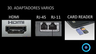 30. ADAPTADORES VARIOS
HDMI RJ-45 RJ-11 CARD READER
 