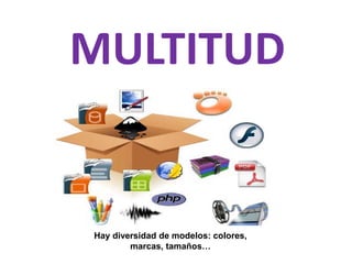 MULTITUD


Hay diversidad de modelos: colores,
        marcas, tamaños…
 