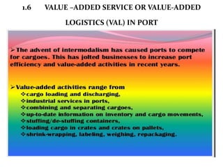 1.6 VALUE –ADDED SERVICE OR VALUE-ADDED
LOGISTICS (VAL) IN PORT
 