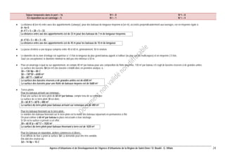 Agence d’Urbanisme et de Développement de l’Agence d’Urbanisme de la Région de Saint-Omer / D. Boukli - G. Villain 24 
Séjour temporaire dans le port = 16 
En réparation ou en carénage = 5 
N’t = 8 
N’r = 1 
N’’t = 8 
N’’r = 4 
• La distance d (en m) entre axes des appontements (catways), pour des bateaux de longueur moyenne x (en m), accostés perpendiculairement aux ouvrages, est en moyenne égale à : 
d= 4x+5 
d= 4*7 + 5 = 28 + 5 = 33 
La distance entre axe des appontements est de 33m pour des bateaux de 7 m de longueur moyenne. 
d= 4*10 + 5 = 40 + 5 = 45 
La distance entre axe des appontements est de 45 m pour les bateaux de 10 m de longueur. 
• La passe d’entrée a une largeur comprise entre 40 et 60 m, généralement, 50 m environ. 
• Le diamètre de la zone d’évitage est supérieur à 1.5 fois la longueur du plus grand bateau appelé à l’utiliser (ou plus sur les multicoques) et en moyenne 2.5 fois. 
Sauf cas exceptionnel, le diamètre minimal ne doit pas être inférieur à 50 m. 
• Pour un amarrage à quai ou sur appontement, on compte 80 m² par bateau pour une composition de flotte moyenne, 130 m² par bateau s’il s’agit de bassins réservés à de grandes unités. 
La surface des bassins Sb (en m²) des bassins s’établit donc en première analyse, à : 
Sb = 130 Np = 80 C 
Sb = 130*50 = 6500 m² 
Sb = 80*71 = 5680 m² 
La surface des bassins réservés à de grandes unités est de 6500 m². 
La surface des bassins pour une flotte de bateaux moyens est de 5680 m². 
• Terres pleins 
Pour les bateaux arrivant sur remorque : 
Il faut une surface de terre-plein de 60 m² par bateau, compte tenu de sa remorque. 
La surface de ce terre-plein St est donc : 
St = 60 N’’t = 60*8 = 480 m² 
La surface du terre-plein pour bateaux arrivant sur remorque est de 480 m². 
Pour les bateaux hivernant sur le terre-plein : 
Le nombre des bateaux hivernant sur le terre-plein est la moitié des bateaux séjournant en permanence à flot. 
On peut estimer à 60 m² par bateau la place nécessaire à leur stockage. 
Si Sh est la surface à prévoir à cet effet. 
Sh = 60 N’’p = 60*17 = 1020 m² 
La surface du terre-plein pour bateaux hivernant à terre est de 1020 m². 
Pour les bateaux en réparation, ateliers commerces et divers : 
Il est difficile de fixer a priori la surface Sd. La demande peut être très variable. 
Elle doit être environ de : 
Sd = 14 Np = 10 C  