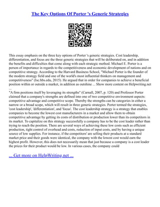 Porter Method Porters Diamond | PDF