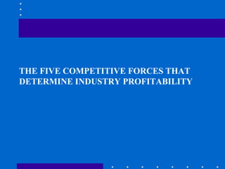 THE FIVE COMPETITIVE FORCES THAT
DETERMINE INDUSTRY PROFITABILITY
 