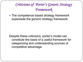 Porter’s generic competitive strategies