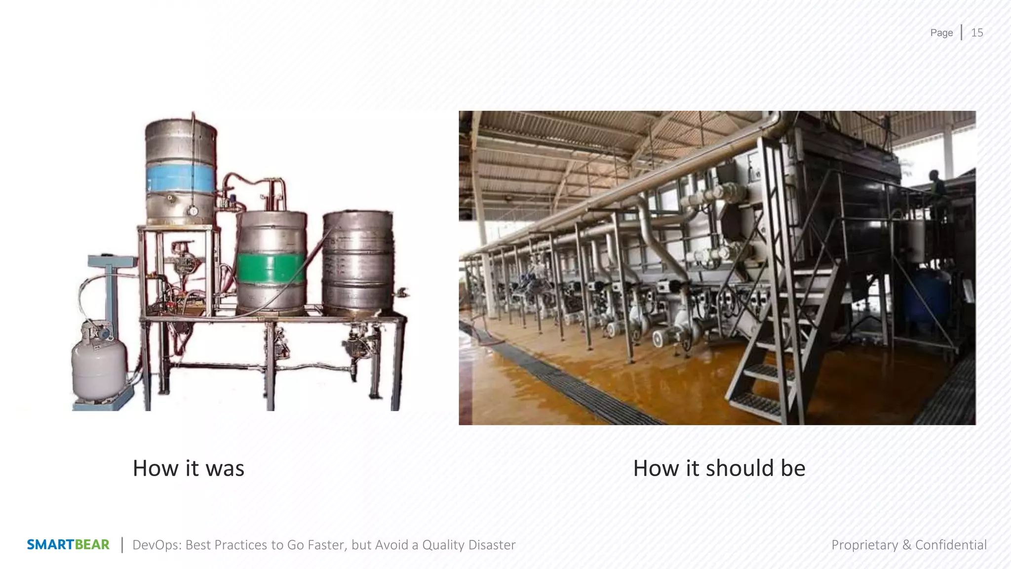 Page
Proprietary & Confidential
15
DevOps: Best Practices to Go Faster, but Avoid a Quality Disaster
How it was How it should be
 