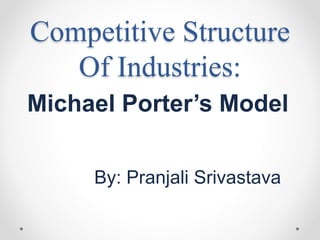 Competitive Structure
Of Industries:
Michael Porter’s Model
By: Pranjali Srivastava
 
