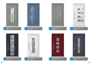 ALU
—
KD 861
ORNA C

Cadre inox extérieur
Chinchilla
Béquille int. / Poignée de tirage ext. 600 mm
En feuillure
RAL 7001

ALU
—
KD 553 M1

DÉCOR	
VITRAGE	
Poignée	
POSE	
Couleur	

Cadre et applications inox extérieurs
Sablé avec liseré transparent
Béquille int. / Poignée de tirage ext. 600 mm
En feuillure
RAL 5014

ALU
—
KD 726 M1

DÉCOR	
VITRAGE	
Poignée	
POSE	
Couleur	

Cadre inox extérieur
Sablé avec liseré transparent
Béquille int. / Poignée de tirage ext. 600 mm
En feuillure
RAL 7001

ALU
—
KD 805 M1

DÉCOR	
VITRAGE	
Poignée	
POSE	
Couleur	

Cadre et applications inox extérieurs
Sablé avec liseré transparent
Béquille int. / Poignée de tirage ext. 600 mm
En feuillure
RAL 9016

ALU
—
KD 586 M1

26

DÉCOR	
VITRAGE	
Poignée	
POSE	
Couleur	

DÉCOR	
VITRAGE	
Poignée	
POSE	
Couleur	

Cadre inox extérieur
Sablé avec liseré transparent
Béquille int. / Poignée de tirage ext. 600 mm
En feuillure
RAL 7016

ALU
—
KD 725 M1

DÉCOR	
VITRAGE	
Poignée	
POSE	
Couleur	

Cadre inox extérieur
Sablé avec liseré transparent
Béquille int. / Poignée de tirage ext. 600 mm
En feuillure
RAL 9016

ALU
—
KD 850 M1

DÉCOR	
VITRAGE	
Poignée	
POSE	
Couleur	

Cadre inox extérieur
Sablé avec liseré transparent
Béquille int. / Poignée de tirage ext. 600 mm
En feuillure
RAL 3005

ALU
—
KD 853 M1

DÉCOR	
VITRAGE	
Poignée	
POSE	
Couleur	

Cadre inox extérieur
Sablé avec liseré transparent
Béquille int. / Poignée de tirage ext. 600 mm
En feuillure
RAL 7015

27

 