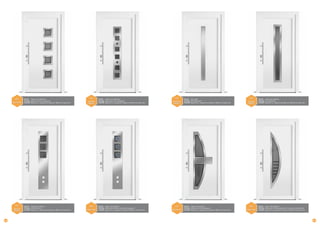 PVC
—
KD 726 M1

PVC
—
KD 580
ORNA C

DÉCOR	 Cadres inox extérieurs
VITRAGE	 Sablé avec liseré transparent
Poignée	 Béquille int., poignée de tirage ext. 600 mm & rosace inox

PVC
—
KD 840 G
ORNA C

DÉCOR	 Sans cadre
VITRAGE	 Chinchilla blanc
Poignée	 Béquille int., poignée de tirage ext. 600 mm & rosace inox

PVC
—
KD 840
ORNA C

DÉCOR	 Cadre inox extérieur
VITRAGE	 Chinchilla blanc
Poignée	 Béquille int., poignée de tirage ext. 600 mm & rosace inox

PVC
—
KD 620
ORNA C

08

DÉCOR	 Cadres inox extérieurs
VITRAGE	 Sablé avec liseré transparent
Poignée	 Béquille int., poignée de tirage ext. 600 mm & rosace inox

DÉCOR	 Cadre inox extérieur
VITRAGE	 Chinchilla blanc
Poignée	 Béquille int., poignée de tirage ext. 600 mm & rosace inox

PVC
—
KD 620 M2

DÉCOR	 Cadre inox extérieur
VITRAGE	 Sablé imprimé bleu avec liseré transparent
Poignée	 Béquille int., poignée de tirage ext. 600 mm & rosace inox

PVC
—
KD 641 M1

DÉCOR	 Cadre inox extérieur
VITRAGE	 Sablé avec liseré transparent
Poignée	 Béquille int., poignée de tirage ext. 600 mm & rosace inox

PVC
—
KD 630 M2

DÉCOR	 Cadre inox extérieur
VITRAGE	 Sablé avec liseré transparent et 5 rainures transparentes
Poignée	 Béquille int., poignée de tirage ext. 600 mm & rosace inox

09

 