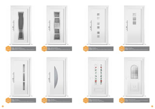 PVC
—
KD 842 M1

PVC
—
KD 585 M1

DÉCOR	 Cadre inox extérieur
VITRAGE	 Sablé avec liseré transparent
Poignée	 Béquille int., poignée de tirage ext. 600 mm & rosace inox

PVC
—
KD 580 G
ORNA C

DÉCOR	 Sans cadre
VITRAGE	 Chinchilla blanc
Poignée	 Béquille int., poignée de tirage ext. 600 mm & rosace inox

PVC
—
KD 620 G
ORNA C

DÉCOR	 Sans cadre
VITRAGE	 Chinchilla blanc
Poignée	 Béquille int., poignée de tirage ext. 600 mm & rosace inox

PVC
—
KD 560 G
ORNA C

12

DÉCOR	 Cadre inox extérieur
VITRAGE	 Sablé avec liseré transparent
Poignée	 Béquille int., poignée de tirage ext. 600 mm & rosace inox

DÉCOR	 Sans cadre
VITRAGE	 Chinchilla blanc
Poignée	 Béquille int., poignée de tirage ext. 600 mm & rosace inox

PVC
—
KD 630 G
ORNA C

DÉCOR	 Sans cadre
VITRAGE	 Chinchilla blanc
Poignée	 Béquille int., poignée de tirage ext. 600 mm & rosace inox

PVC
—
KD 140-2

DÉCOR	 Mouluré PVC 2 faces
VITRAGE	 Décoratif avec motif à fleurs
Poignée	 Double béquille, modèle Liverpool

PVC
—
KD 150
ORNA C

DÉCOR	 Mouluré PVC 2 faces
VITRAGE	 Chinchilla blanc avec croisillons blancs entre vitrage 26 mm
Poignée	 Double béquille, modèle Liverpool

13

 