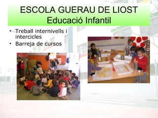 ESCOLA GUERAU DE LIOST
Educació Infantil
• Treball internivells i
intercicles
• Barreja de cursos
 